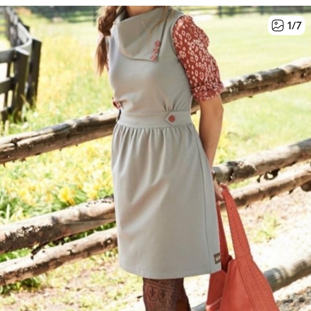 Matilda Jane Secret Fields sleeveless Beeches jumper dress in gray S
